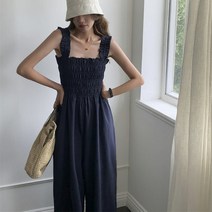 쏭포유 / 여름 튜브 탑 멜빵 와이드핏 점프수트