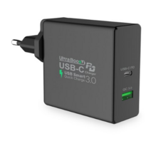 크레앙 60W 타입C PD + 퀄컴3.0 고속충전기, 블랙{CREPDQHO-BK}, 1개
