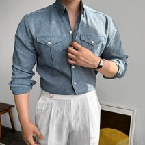 남자린넨셔츠 투포켓 웨스턴셔츠