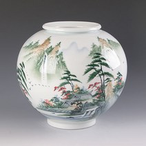 백자 산수화 단지 작품도자기 소 달항아리