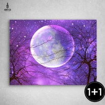 1+1 아트디 보석십자수 캔버스형 DIY 비즈 달 시리즈, 30X40 NO.10 보랏빛 밤, NO.35 신비한 소녀와 별비