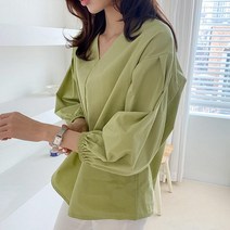 디자이어로즈 디자이어로즈 핏 여성 벌룬소매 브이넥 블라우스 DT0268 (5485101)