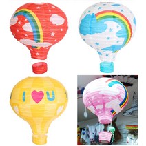 GjB 모형 열기구 종이 모빌 장식 인테리어 천정 꾸미기 파티 생일, 레드