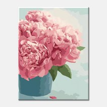 모모픽스페인팅 모란꽃 화분 핑크 블라섬 화병 (물감 2배) 화사한 분홍 꽃그림 40x50cm DIY명화그리기 페인팅 정물화 거실그림액자