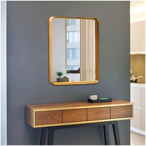 Kelly Miller 40.6 x 50.8cm(16 20인치) 골드 벽 거울 욕실 거실 침실 및 입구용 직사각형 금속 프레임 하프 욕조 화장실 리모델링용 작은 장식, Antique Gold