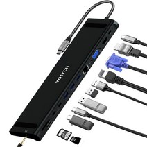 요이치 바이링크 썬더볼트3 USB C타입 노트북 12 in 1 멀티 허브, 바이링크 12 in 1 멀티 허브_블랙