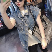 여성 청조끼 봄 여름 데일리 데님 청 베스트 HJ8071