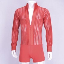 스포츠 댄스복 새로운 남성 라틴 댄스 긴 소매 V 넥 스트라이프 바디 슈트 볼룸 경연 대회 의류 차차 셔츠 JL5321