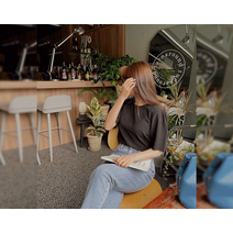 쥬벤더 링클 스판 퍼프 블라우스