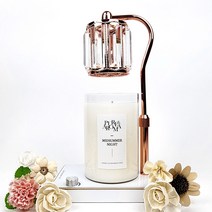 캔들백화점 롱스퀘어 크리스탈 ELSA 캔들워머+소이캔들 대용량 1000ml 대왕캔들 세트, ELSA 로즈골드화이트+미드썸머나잇