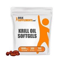 벌크 서플리먼츠 서플리먼츠.com 크릴 오일 1000mg 캡슐겔 관절과 오메가 3가 풍부 1인분에 2개캡슐겔당 500mg 150일 300개, 300 Count (Pack of 1)