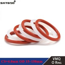 기계 부속 자재 베어링 스쿠류 커넥터 볼 밸브 샤프트 레드 화이트 10pcs VMQ 실리콘 링 가스 켓 CS 4mm OD 12 ~ 150mm O 식품 학년 고무 O-링 구색 Hva, OD 38mm ID 30mm, White