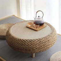 라탄 티테이블 원형 좌식 거실 찻상 교자상 대형 60*60*25, 고급 라탄 티테이블 대형 60x60x25