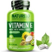 NATURELO 네츄렐로 VitaminE 180mg 비타민E 90정 베지캡슐 토코페놀 아보카도 망고 키위 블랙베리 추출물포함, 1개, 기본