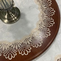 폭좁은 식탁 테이블 라운드 보 커버 유럽 럭셔리 레이스 먼지 커버 매트 레트로 고급, 직경 195cm 원형, 흠42