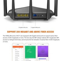 휴대용 공유기Tenda-AC11 AC1200 무선 와이파이 라우터 2.4G/5G 고성능, 01 US plug