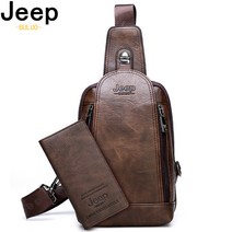 JEEP BULUO 브랜드 여행 하이킹 메신저 숄더 백 남성용 대용량 슬링 크로스 바디 백 솔리드 남성용 가죽 가