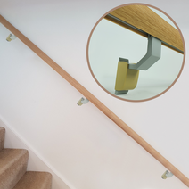 핸드레일 벽부형 1M 2M 3M 4M 계단 안전 손잡이, 브라켓4개+마감캡2개