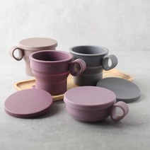 살림일기 1+1 접이식 실리콘 컵, 1개, 실리콘 컵 - 모던그레이 + 밀크브라운
