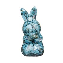 농가 봄 축제를 위한 돌 토끼 조각품 책상 토끼 동상 인형, 녹색, 수지