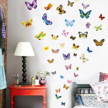 예뚱 세계지도 키재기 전등 나비 화분 나무 포인트 스티커