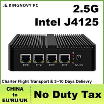 미니컴퓨터 J4125 팬리스 2.5G 라우터 나노 미니 PC 4 인텔 i225-V B3 2.5GbE Nics pfSense 방화벽 OPNsense VMware ESXi Proxm, 해외공급사, No System, No Ram No Storage