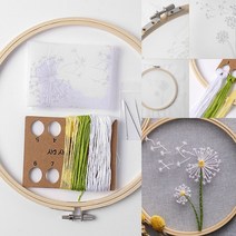 DIY 프랑스자수 패키지(민들레) 손뜨개가방&소품DIY 자수꽃도안 사각수틀