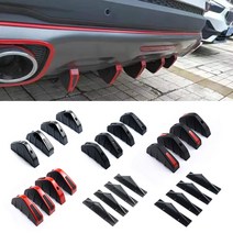 4pcs Red Black Universal Car Carbon Fiber Pattern Modified Shark Fin Rear Spoiler Car Rear Bumper Li, [07] Style 24