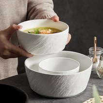 도자기 그릇 심플 밥그릇 가정용 느낌 라면그릇 낱개 국그릇 샐러드볼 기숙사 1개 판매대행, 스크럽화이트4.5인치스톤직선볼-밥그릇