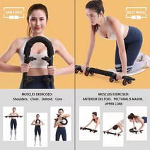 Gielmiy 홈트 운동기구 Ab Roller Wheel 2-In-1 Exercise Wheels with Resistance Bands for Men and Women，Abdom