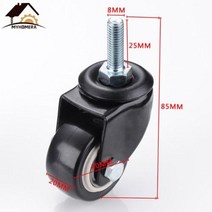 해외 가구 캐스터 1.5 인치 40mm 360 회전식 헤비 듀티 50kg 나사 회전 캐스터 휠 트롤리 고무 브레이크, without Brake, One Size