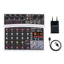 믹싱 사운드믹서 음향믹서기6채널 전문 스튜디오 오디오 믹서 USB DJ 사운드 믹싱 콘솔 48V 팬텀 파워 모, 02 White EU