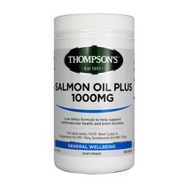 톰슨 Thompsons Salmon Oil Plus 1000mg 300Capsules 살몬 오일 연어오일 플러스 300캡슐 1팩, 1개