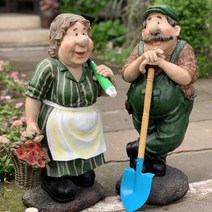 여유있는 노부부 장식 인형 정원 마당 꾸미기 옥상 테라스 화단 인테리어 울타리 실내 조경, 농장 시아버지