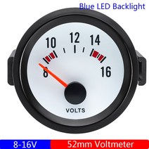 2; 52mm Car Gauge with LED Backlight Pointer Voltmeter 8-16V VOLT Meter Indicator Voltage for Univer, 02 Blue LED VOLT
