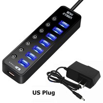 맥북 에어 프로 아이맥 c타입 hdmi usb 허브 독 멀티포트 젠더usb 3.0 multi 4 7 포트 충전기 ipad mac book air pro pc 컴퓨터 전원 6, 협력사, 우리 플러그가있는 7 포트