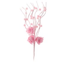 THE VEDO SHOP 거품 장미 꽃 진주 케이크 토퍼 웨딩 크리스마스 소녀 휴일 축제 생일 케이크 장식 베이킹 도구, 핑크