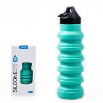 ANYOU 실리콘물병 여행용 물컵 아웃도어 스포츠 접이식 550ml, 플라스틱 컵 뚜껑, 녹색
