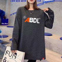 간절기 봄신상 FW 아이디티 ABDL 여성 오버핏 기모 롱 티셔츠 옆트임 루즈핏 박시 빅사이즈 롱티셔츠 기모티