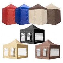 WINAIR 4COLORS 캐노피 방수 천막 풀세트 지붕+프레임+투명바람막이4면세트, 3mx3m_블루(지붕+프레임+투명바람막이4면세트)