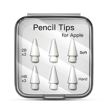 움즈 애플펜슬 1/2세대 호환 펜촉 팁 교체용, 2B X 3개 + HB X 3개