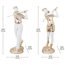 북유럽 골프 골퍼 피규어 조각상 장식 인형 집들이 개업 영업 선물, ST430AB 로즈골드 1쌍