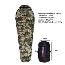 백패킹 차박 침낭 오리털 충전 부드러운 따뜻한 겨울 캠핑 미라 야외 여행 하이킹 37, 800g 디지털 카모