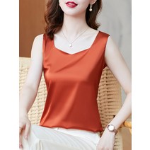 여자끈나시 브이넥 새틴 캐미솔 여성 봄가을 셋업 이너웨어 디자인감각 보이핏 볼륨 상의 이너티셔츠 4089531425
