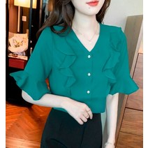 드레스허그 라모 쉬폰 프릴 블라우스