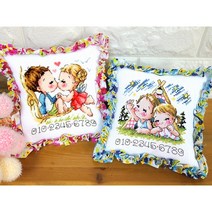 더스티치 십자수패키지 주차쿠션 DIY만들기세트 실포함, 플라워셔링주차-빨강