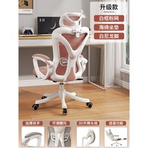 책상의자 게이밍의자 인체공학적 의자 가정용 장시간 앉기 편한 사무용 누워서 기숙사 승강 학습, 나일론발, 고정손잡이, [기초캐주얼] 화이트테두리망+나일론발