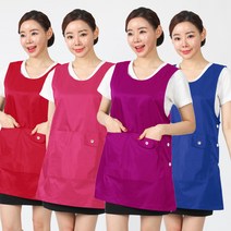 레뷰가운 AE211 장미장식앞치마 원피스 요양보호사 시장 식당 화원 간병 앞치마, AE211보라L(꽃X), 1개