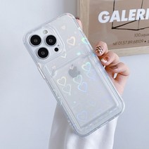 iphone 11 13 12 14 pro max xs x xr 7 8 plus se 2 love gradient 실리콘 지갑 커버 카드 홀더용 투명 레이저 전화 케이스