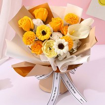 비누 꽃다발 카네이션 어버이날 학예회 스승의날 졸업식 꽃선물, 옐로우